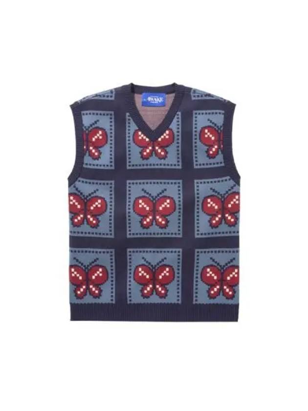 Awake New York Butterfly Sweater Vest Blue - AWAKE NY - BALAAN 1