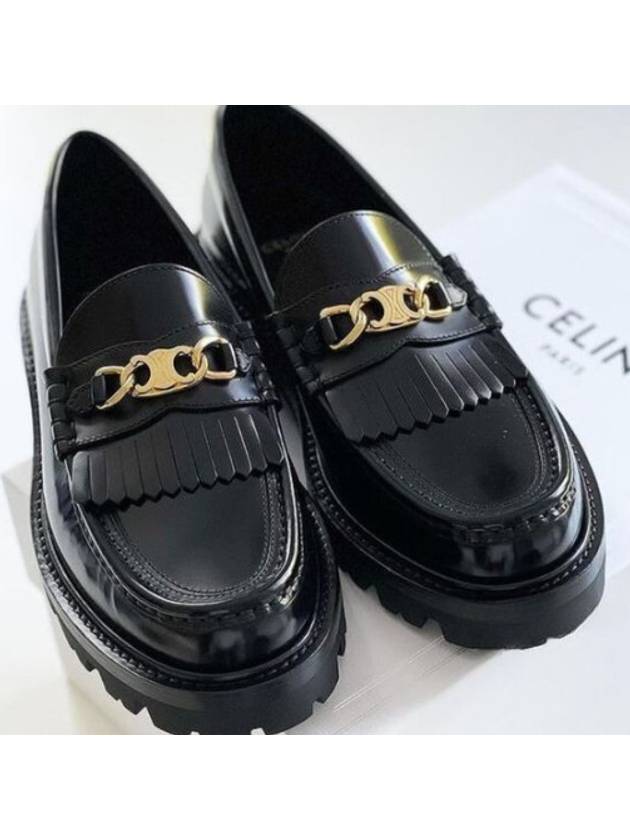 Triomphe Chain Polished Bull Margaret Loafers Black - CELINE - BALAAN 3