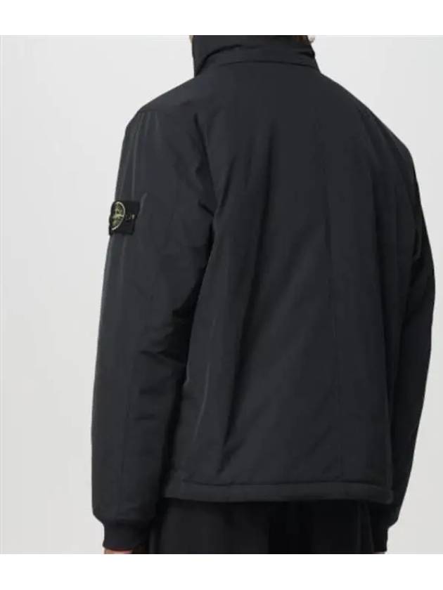 Logo Micro Twill Zip Up Jacket Black - STONE ISLAND - BALAAN 3