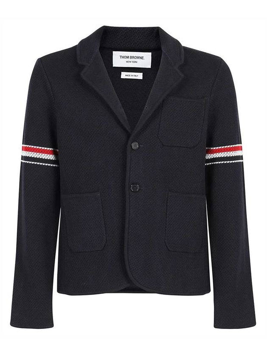 arm banding texture jacquard wool jacket - THOM BROWNE - BALAAN.