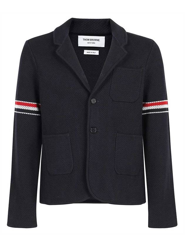 Arm Banding Texture Jacquard Wool Jacket Navy - THOM BROWNE - BALAAN 1