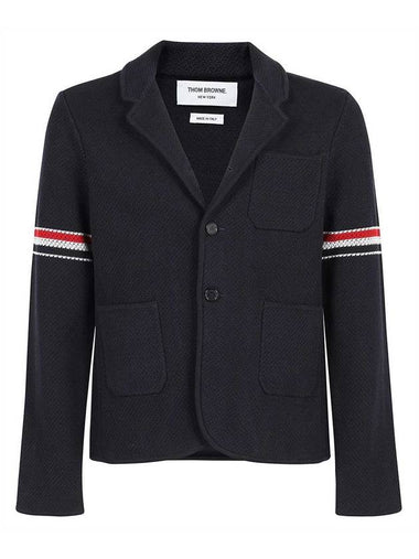 Arm Banding Texture Jacquard Wool Jacket Navy - THOM BROWNE - BALAAN 1