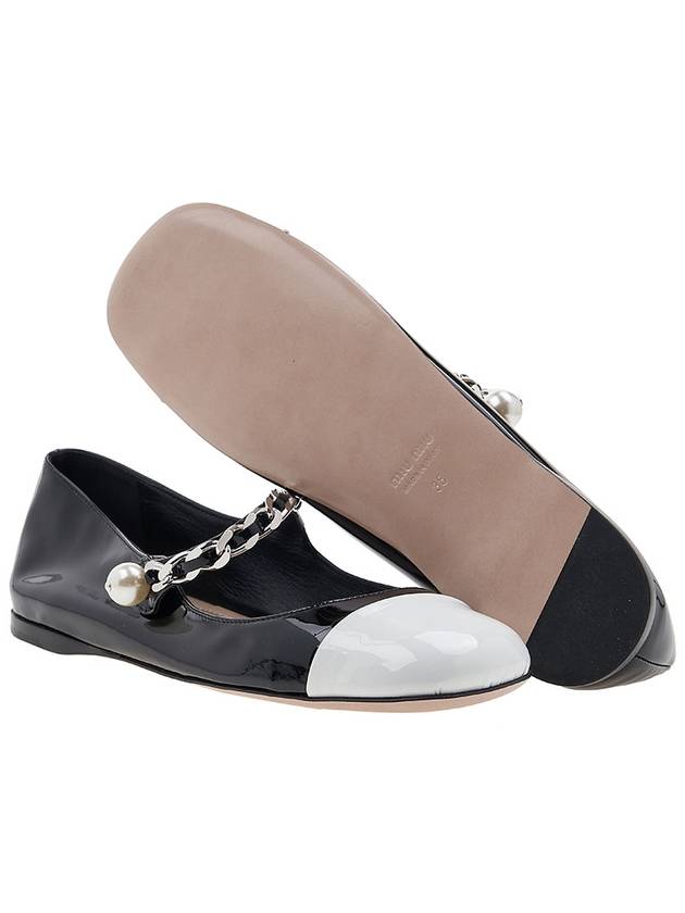 patent leather ballerina black white - MIU MIU - 6