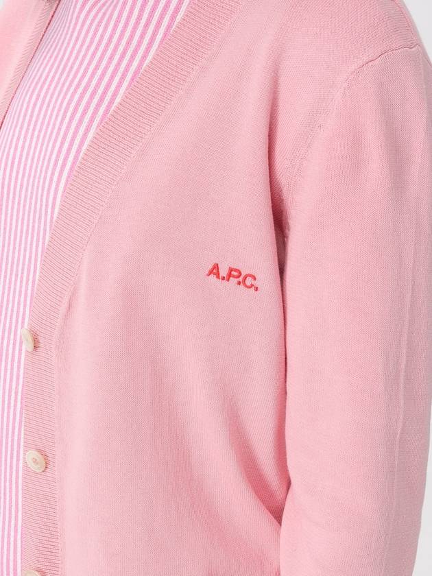 Bella Logo Embroidery Cardigan Pink - A.P.C. - BALAAN 6