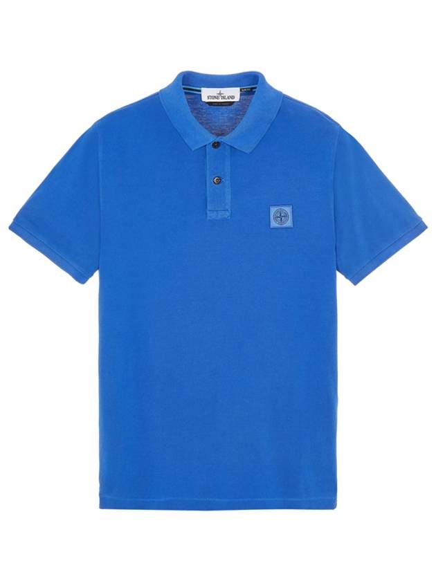 Men's Logo Patch Cotton Short Sleeve Polo Shirt Blue - STONE ISLAND - BALAAN 2