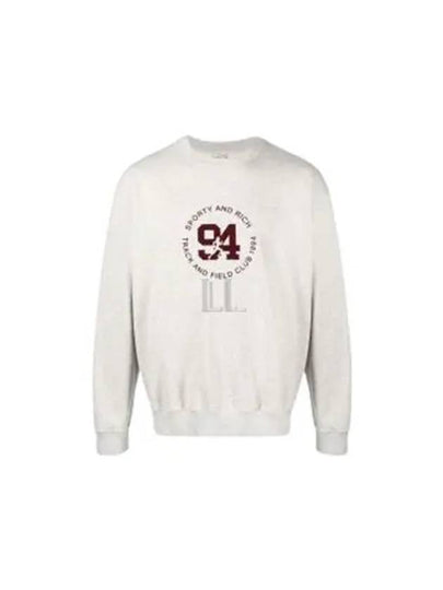 Track Field Flock Crew Neck Cotton Sweatshirt Light Oatmeal - SPORTY & RICH - BALAAN 2