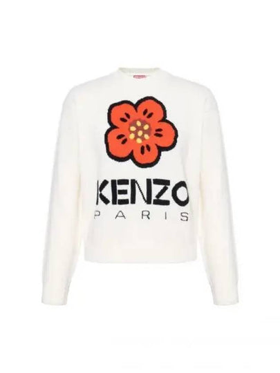 Boke Flower Logo Wool Knit Top White - KENZO - BALAAN 2