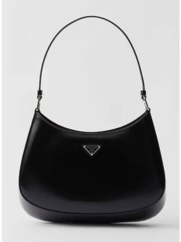 Triangular Logo Cleo Brushed Leather Shoulder Bag Black - PRADA - BALAAN 2