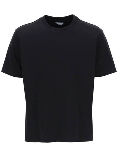 Crew Neck Cotton Jersey Short Sleeve T-Shirt Black - BOTTEGA VENETA - BALAAN 1