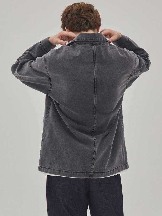 Square Pocket Work Denim Jacket Grey Black - CORK - BALAAN 4