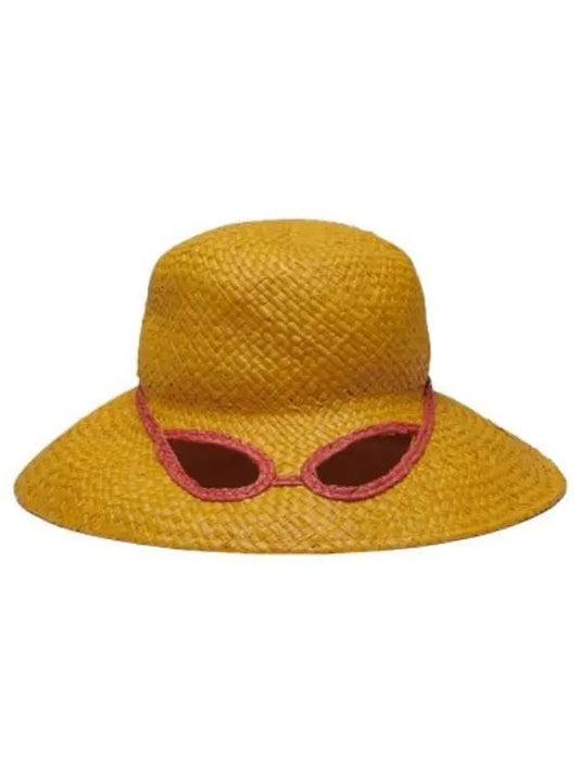 Sunglasses Printed Straw Hat Yellow Gold - MARNI - BALAAN 1
