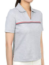 Three Stripes High Twist Rib Polo Shirt Grey - THOM BROWNE - BALAAN 6