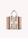 Woody Small Canvas Tote Bag White Brown Beige - CHLOE - BALAAN 4