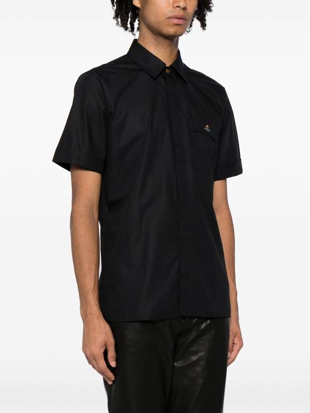 Men's Logo Classic Short Sleeve Shirt Black - VIVIENNE WESTWOOD - BALAAN 4