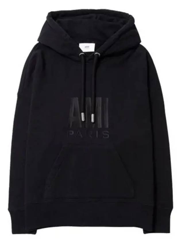 Logo embroidery men s hooded sweatshirt black 270731 - AMI - BALAAN 1