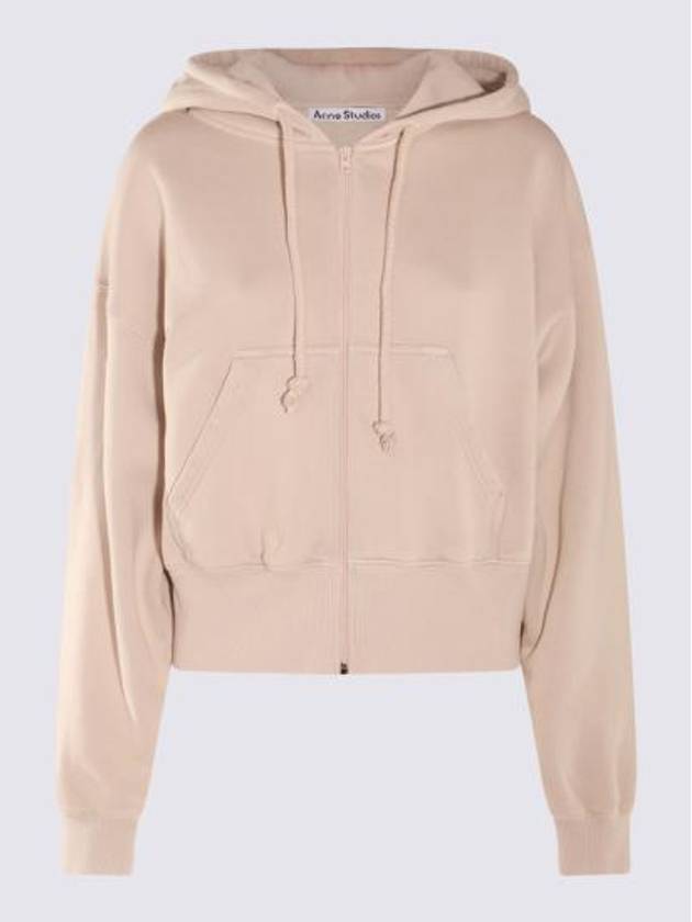 Embroidered Logo Zip-Up Hoodie Beige - ACNE STUDIOS - BALAAN 3