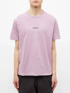 Men's Chest Logo Back Print Short Sleeve T-Shirt Pink - STONE ISLAND - BALAAN 4