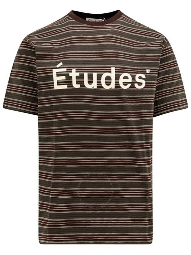 Etudes Brown Striped Wonder Logo T-Shirt, Size Small - ETUDES - BALAAN 1