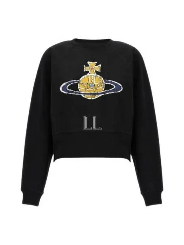 Logo Print Cotton Sweatshirt Black - VIVIENNE WESTWOOD - BALAAN 2