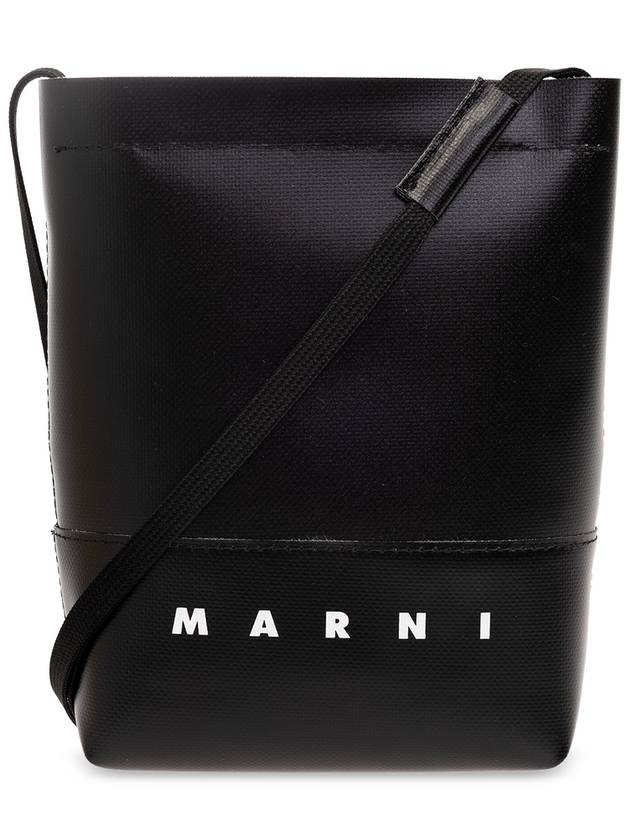 Logo Print Shoelace Strap Cross Bag Black - MARNI - BALAAN 2