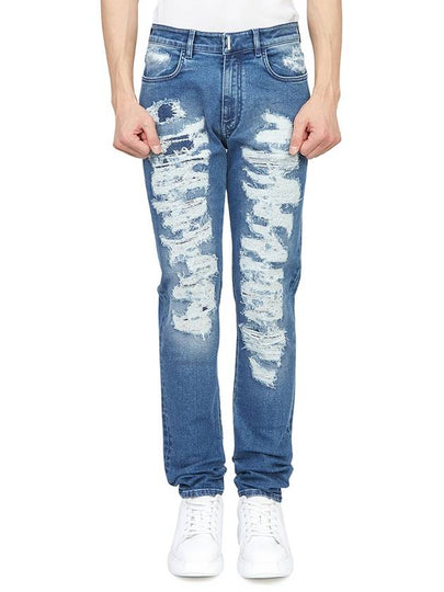 Destroyed Slim Fit Denim Jeans Medium Blue - GIVENCHY - BALAAN 2