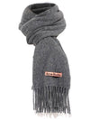 Logo Wool Fringe Scarf Grey - ACNE STUDIOS - BALAAN 2