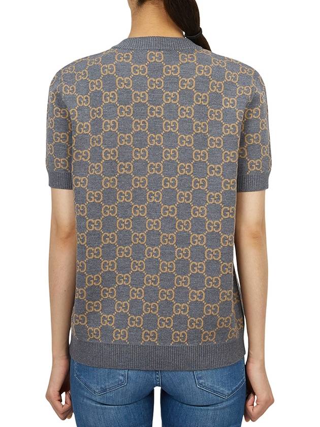 Reversible GG Jacquard Wool Knit Top Brown Grey - GUCCI - BALAAN 5