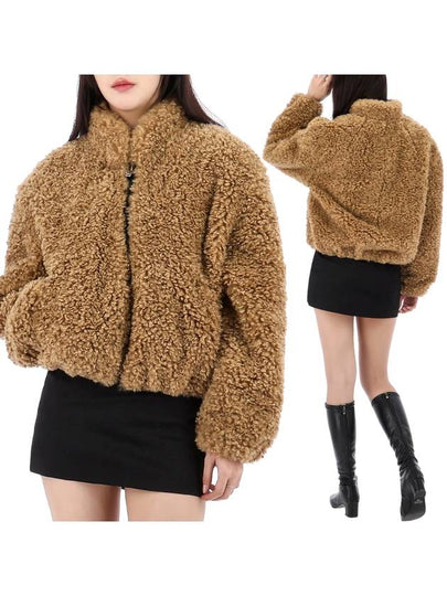 Anasta Teddy Crop Shearling Coat Brown - ISABEL MARANT - BALAAN 2