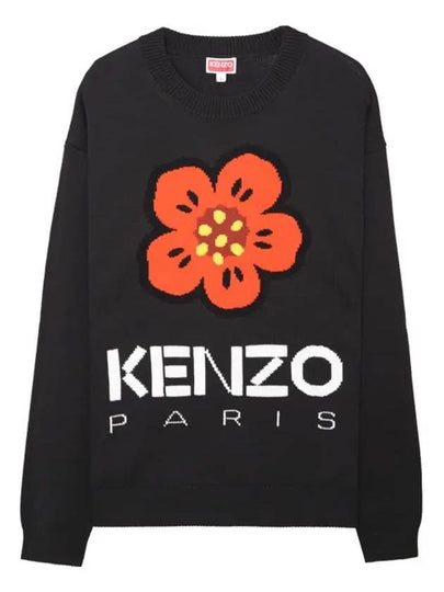 Boke Flower Wool Jumper Knit Top Black - KENZO - BALAAN 2