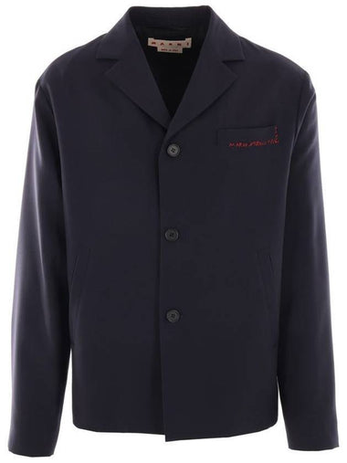 3-Button Single Boxy Jacket Blue Black - MARNI - BALAAN 1