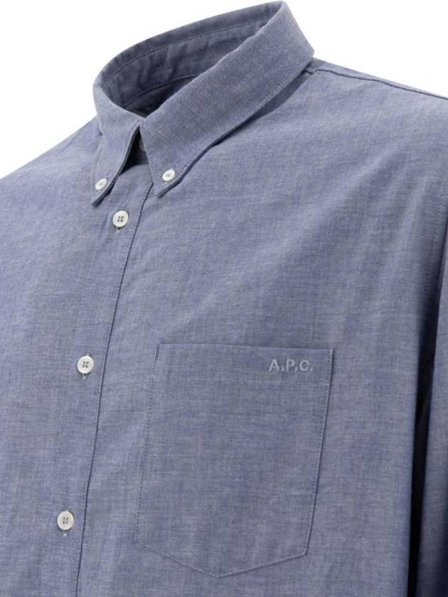 Edouard Logo Long Sleeve Shirt Blue - A.P.C. - BALAAN 5