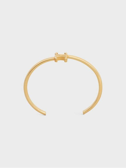 Triomphe Asymmetric Cuff Brass Bracelet Gold - CELINE - BALAAN 2