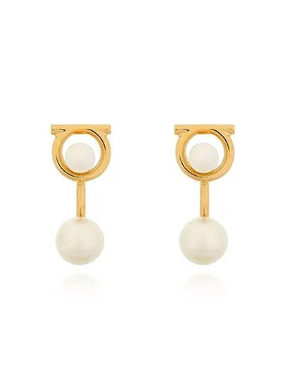 Gancini Pearl Earrings Gold - SALVATORE FERRAGAMO - BALAAN 2