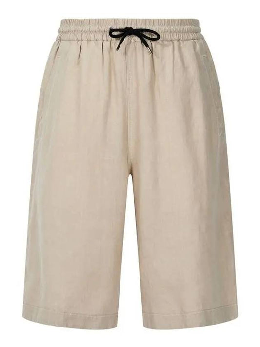 Men s Drawstring Linen Wide Shorts Beige - GIORGIO ARMANI - BALAAN 1