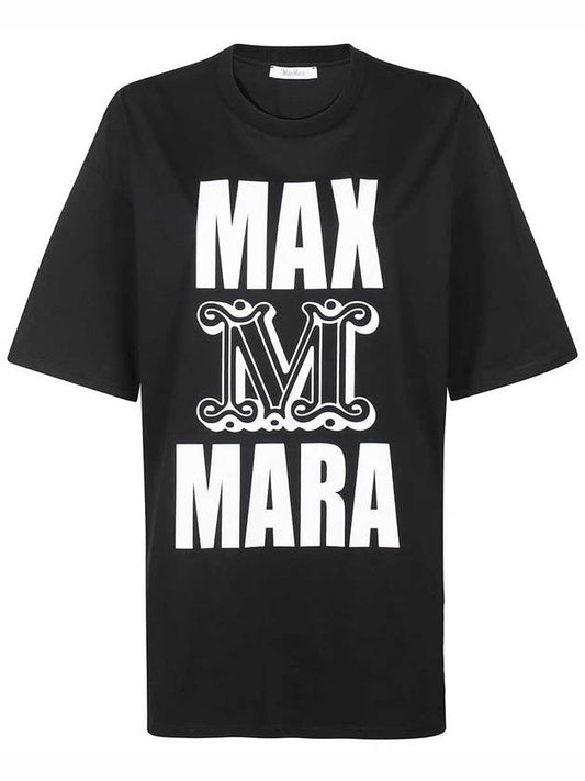 Carlo Logo Cotton Short Sleeve T-Shirt Black - MAX MARA - BALAAN 2