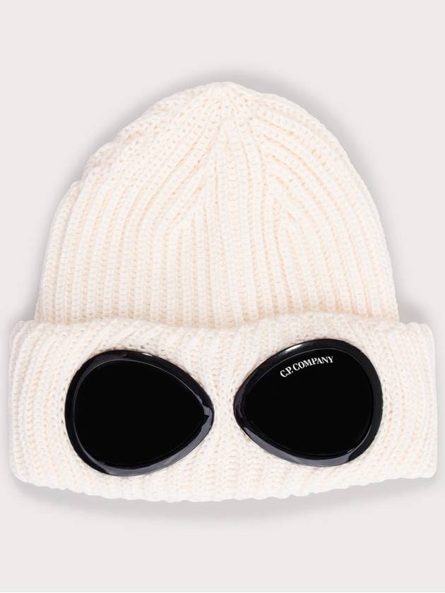 Signature Goggles Wool Beanie White - CP COMPANY - BALAAN 2