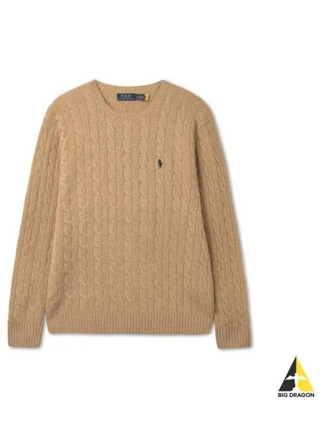 Cable Knit Wool Cashmere Sweater Brown - POLO RALPH LAUREN - BALAAN 1