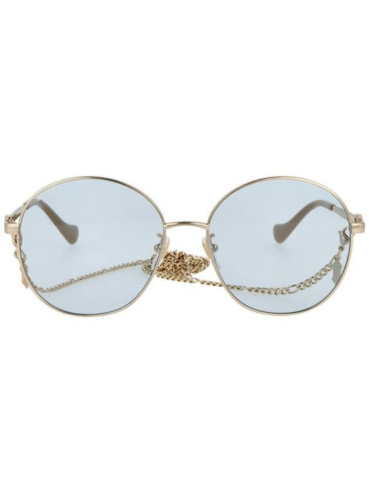 Eyewear Round Gold Sunglasses Blue - GUCCI - BALAAN.