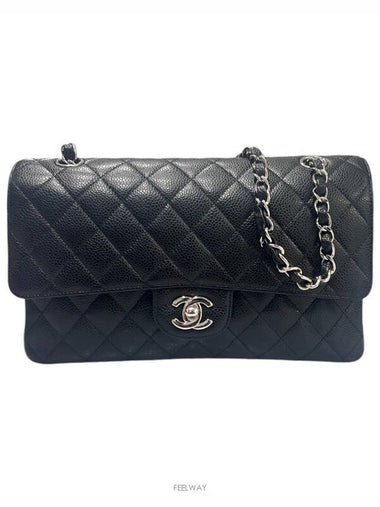 Clover Caviar Classic Medium Shoulder Bag Silver - CHANEL - BALAAN 1