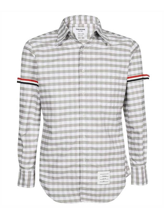 Men's Check Oxford Long Sleeve Shirt Grey - THOM BROWNE - BALAAN 1