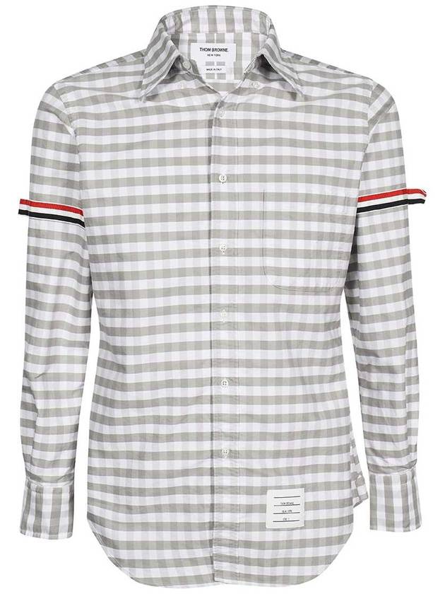 Men's Check Oxford Long Sleeve Shirt Grey - THOM BROWNE - BALAAN 1