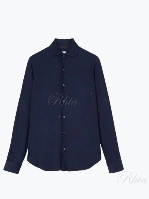 Andrew Cashmere Silk Long Sleeve Shirt Navy - LORO PIANA - BALAAN 2