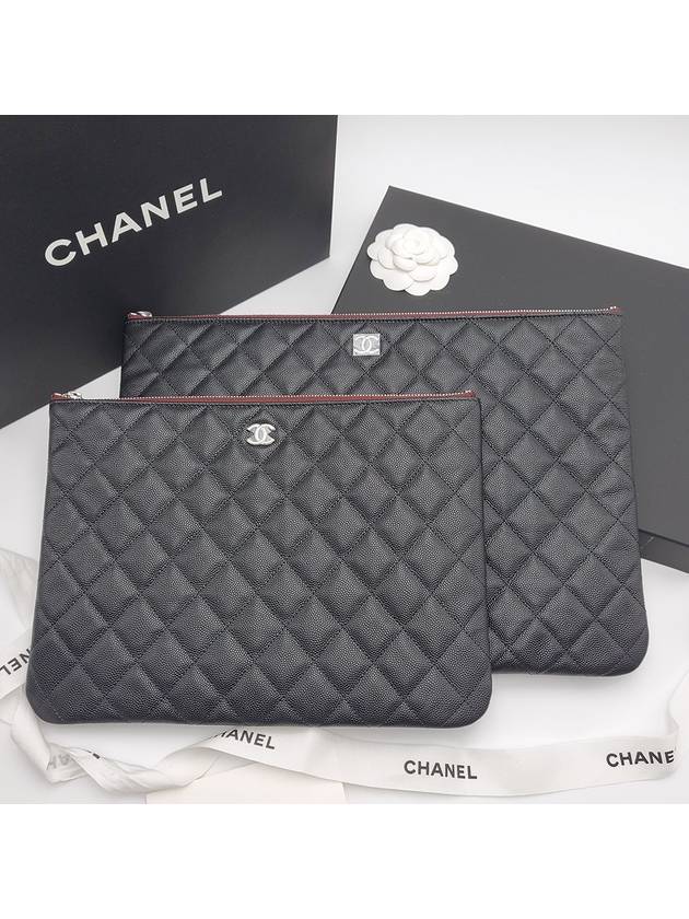 Classic Clutch Pouch Caviar Black Large Silver A82552 - CHANEL - BALAAN 6