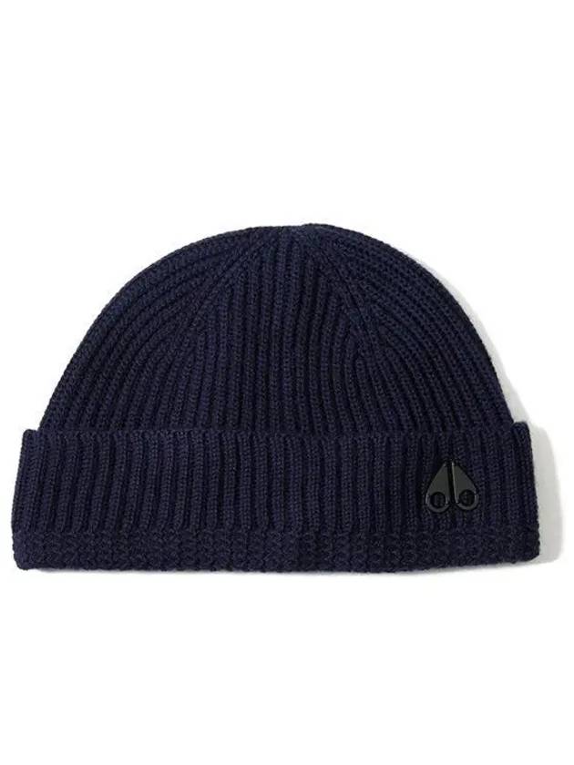 Logo Patch Wool Beanie Navy - MOOSE KNUCKLES - BALAAN 2