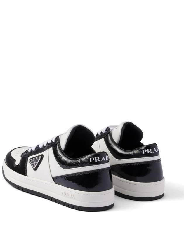 Downtown Leather Low Top Sneakers Black White - PRADA - BALAAN 4