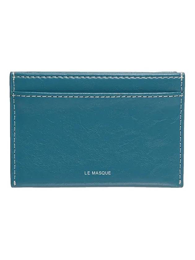 Dot Saddle Slim Mini Transportation Card Wallet Dusty Blue - LE MASQUE - BALAAN 6