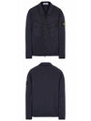 Men's Wappen Patch Two-Pocket Overshirt Zip-Up Jacket Navy - STONE ISLAND - BALAAN 5