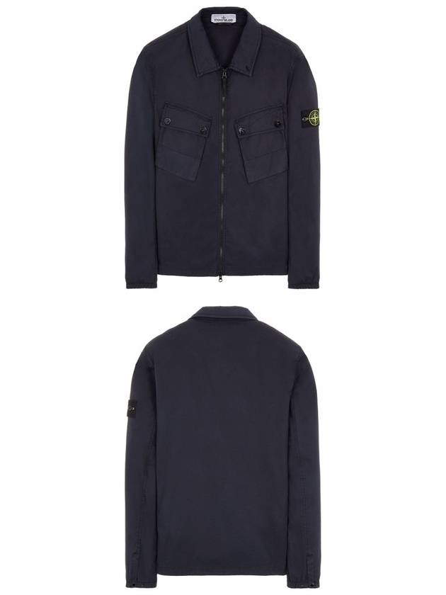 Men's Wappen Patch Two-Pocket Overshirt Zip-Up Jacket Navy - STONE ISLAND - BALAAN 5