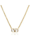 V Logo Signature Metal Necklace Gold - VALENTINO - BALAAN 4