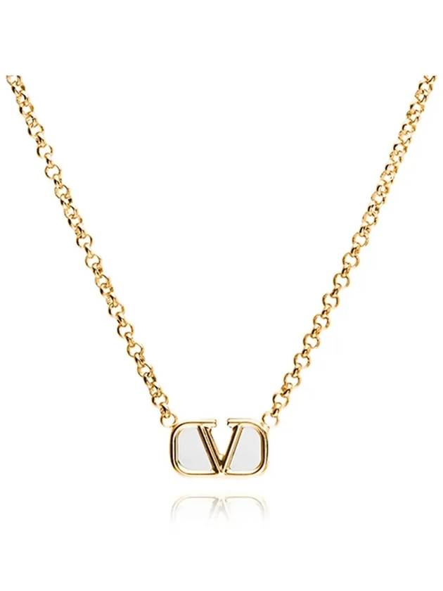 V Logo Signature Metal Necklace Gold - VALENTINO - BALAAN 4